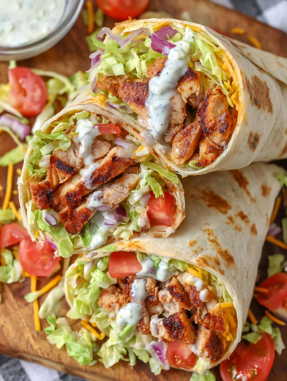 A chicken and lettuce sandwich sits on a table top, ready to eat.