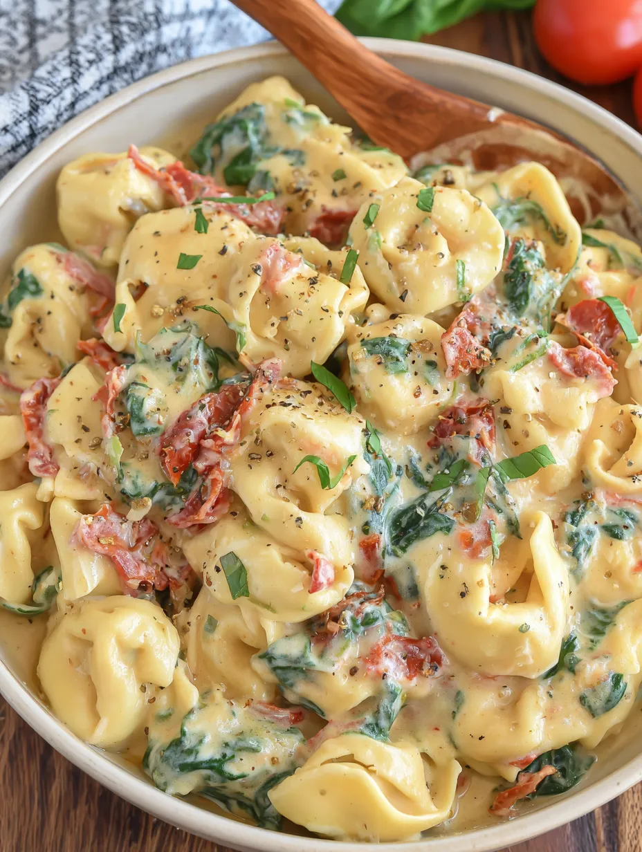 A bowl loaded with pasta, tomatoes, spinach, and cheese.