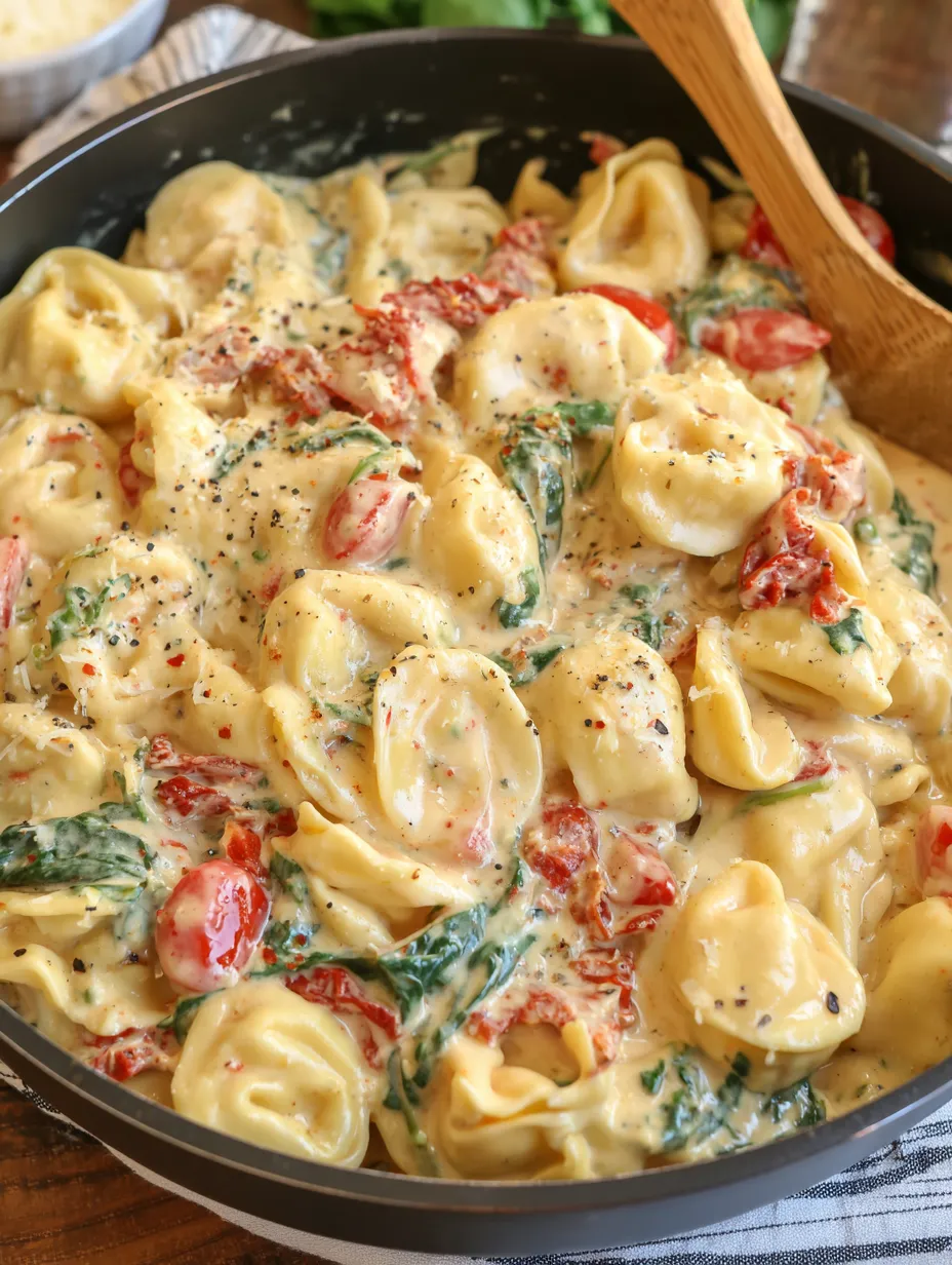 A pot brimming with pasta, tomatoes, onions, and melted cheese.