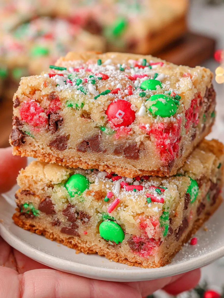 A platter with candy-topped dessert bars and cotton candy sprinkles