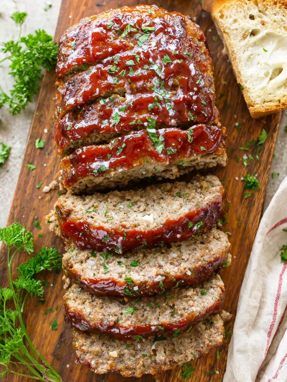 A barbecue sauce layer covers cutlets resting on a board.