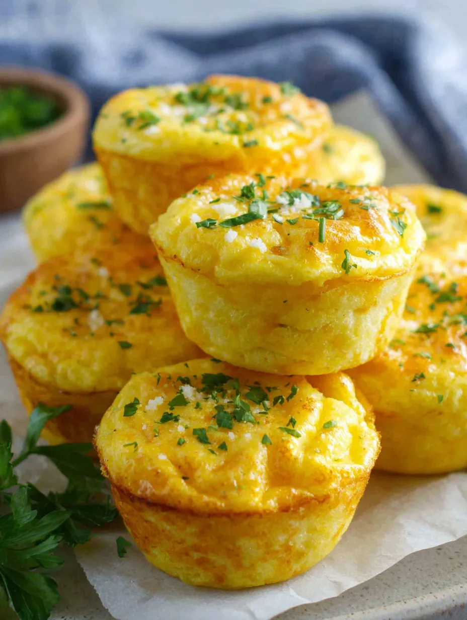 There’s a bowl with six small, square, moist, green-yellow cakes topped with onions and garlic—looks tasty and fresh.