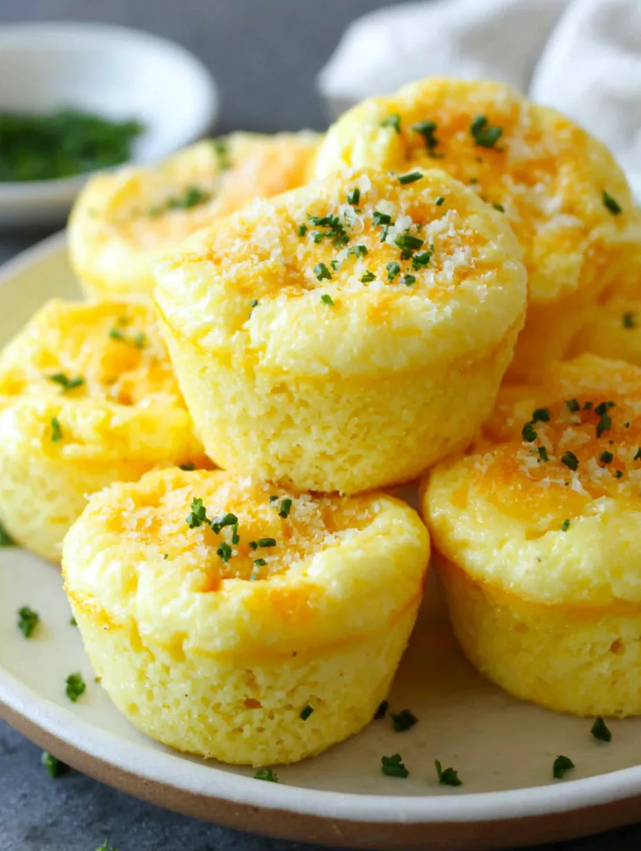 A white plate with six white muffins topped with green onions, all on white plates.