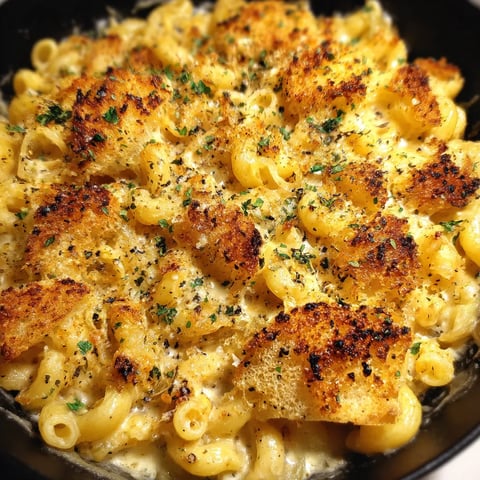 A bowl of macaroni and cheese with bread crumbs on top.